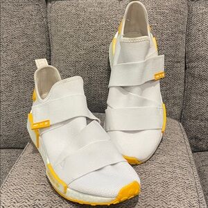 Adidas White and Gold Strap Sneakers